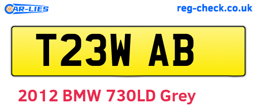 T23WAB are the vehicle registration plates.