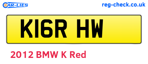 K16RHW are the vehicle registration plates.