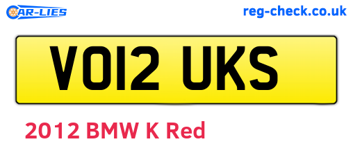 VO12UKS are the vehicle registration plates.