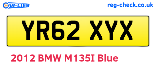 YR62XYX are the vehicle registration plates.