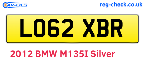 LO62XBR are the vehicle registration plates.