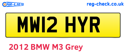 MW12HYR are the vehicle registration plates.