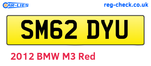 SM62DYU are the vehicle registration plates.