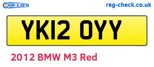 YK12OYY are the vehicle registration plates.