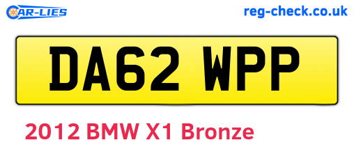 DA62WPP are the vehicle registration plates.