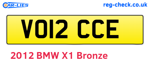 VO12CCE are the vehicle registration plates.