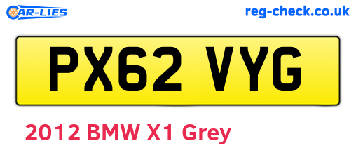 PX62VYG are the vehicle registration plates.