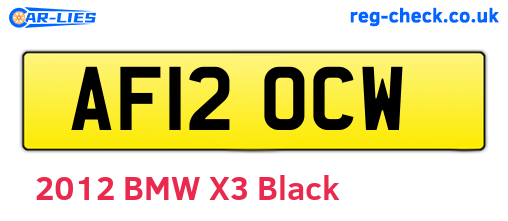 AF12OCW are the vehicle registration plates.