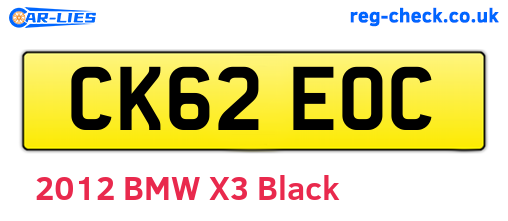 CK62EOC are the vehicle registration plates.