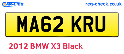 MA62KRU are the vehicle registration plates.