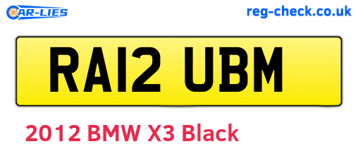 RA12UBM are the vehicle registration plates.