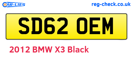 SD62OEM are the vehicle registration plates.