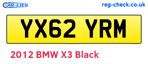 YX62YRM are the vehicle registration plates.