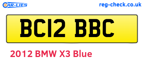 BC12BBC are the vehicle registration plates.