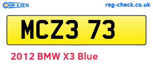 MCZ373 are the vehicle registration plates.