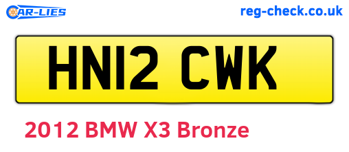 HN12CWK are the vehicle registration plates.