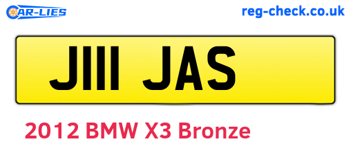 J111JAS are the vehicle registration plates.