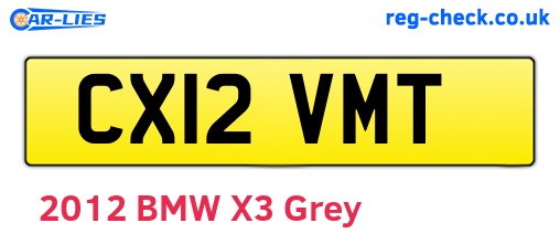 CX12VMT are the vehicle registration plates.