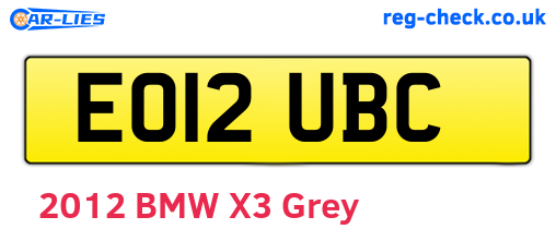 EO12UBC are the vehicle registration plates.