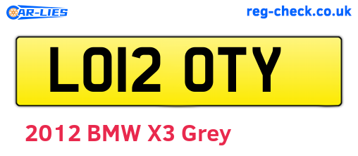 LO12OTY are the vehicle registration plates.
