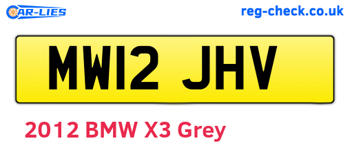 MW12JHV are the vehicle registration plates.