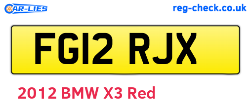 FG12RJX are the vehicle registration plates.
