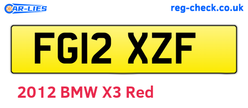 FG12XZF are the vehicle registration plates.