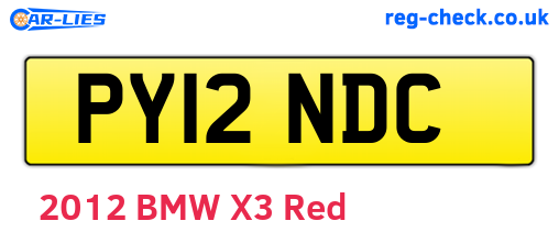 PY12NDC are the vehicle registration plates.