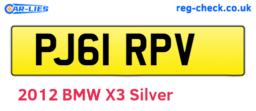 PJ61RPV are the vehicle registration plates.