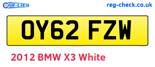 OY62FZW are the vehicle registration plates.