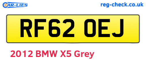 RF62OEJ are the vehicle registration plates.