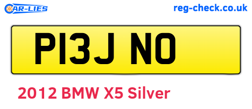 P13JNO are the vehicle registration plates.