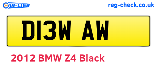 D13WAW are the vehicle registration plates.