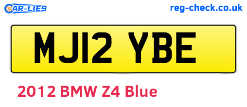MJ12YBE are the vehicle registration plates.