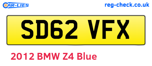 SD62VFX are the vehicle registration plates.