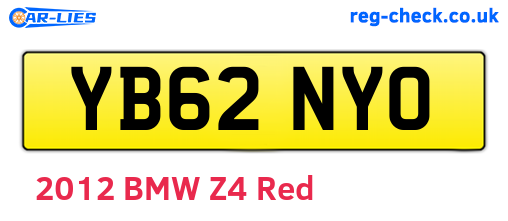YB62NYO are the vehicle registration plates.