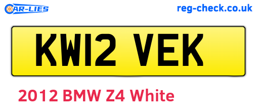 KW12VEK are the vehicle registration plates.