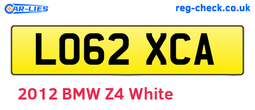 LO62XCA are the vehicle registration plates.