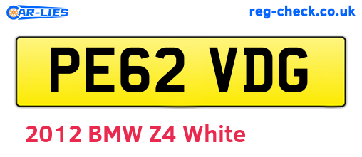 PE62VDG are the vehicle registration plates.