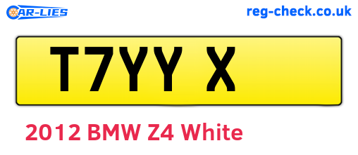 T7YYX are the vehicle registration plates.