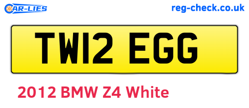 TW12EGG are the vehicle registration plates.