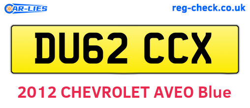 DU62CCX are the vehicle registration plates.