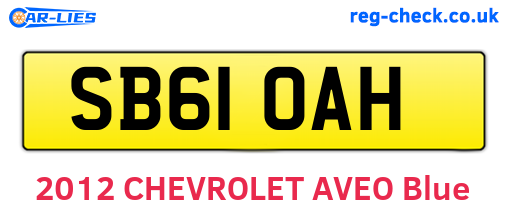 SB61OAH are the vehicle registration plates.