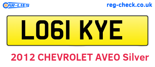 LO61KYE are the vehicle registration plates.