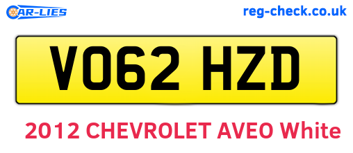 VO62HZD are the vehicle registration plates.
