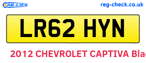 LR62HYN are the vehicle registration plates.