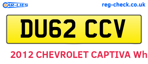 DU62CCV are the vehicle registration plates.