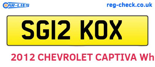 SG12KOX are the vehicle registration plates.