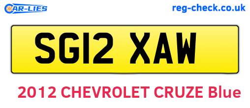SG12XAW are the vehicle registration plates.