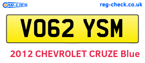 VO62YSM are the vehicle registration plates.